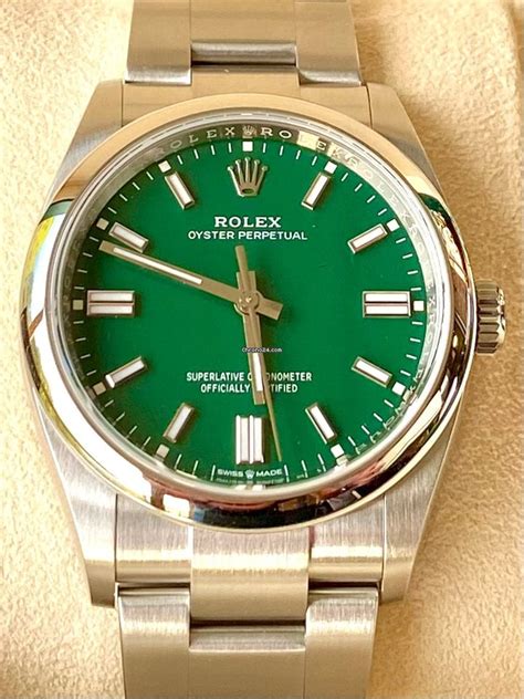 rolex oyster perpetual green dial 36mm|rolex oyster perpetual 41mm blue.